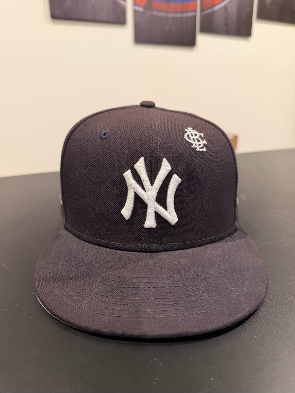 New York Yankees Black Fitted Hat with White NY Logo Big League Chew patch